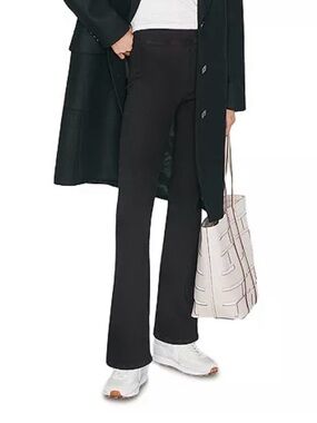 NWT - FRAME Jetset High Rise Flare Pintuck Jeans - Sheen Noir Black - Pull-On